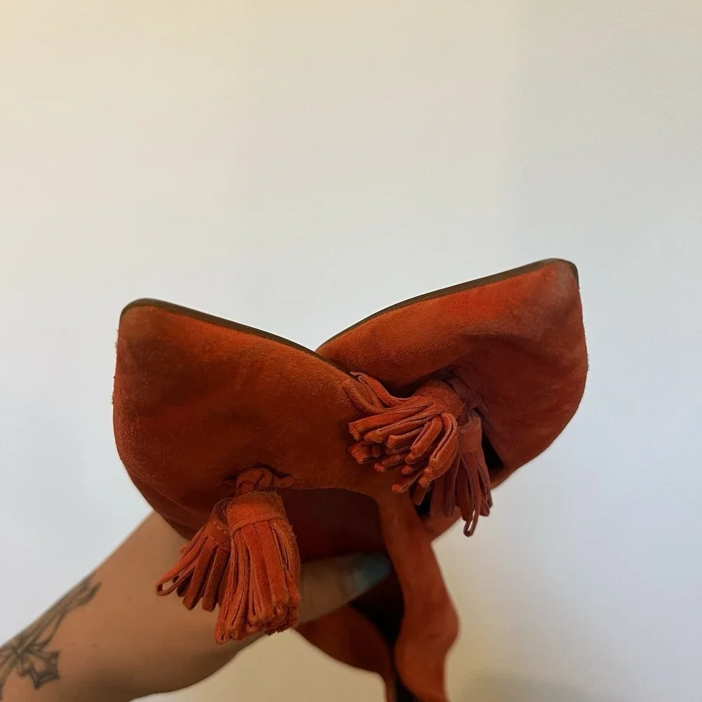 J.CREW Women's Lottie Suede Flats in Orange Size 8.5